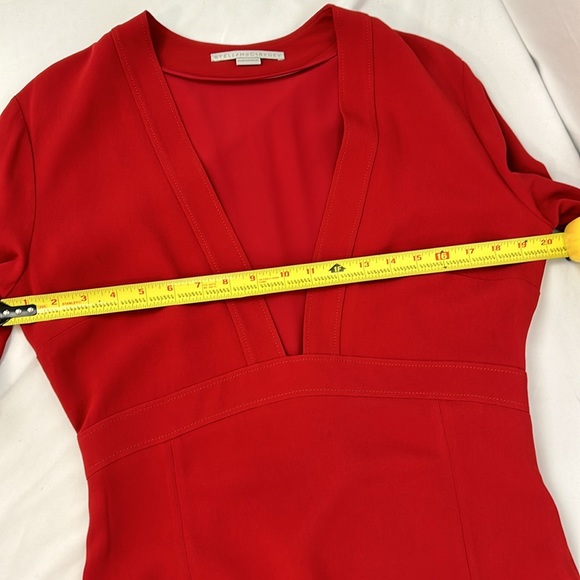 Stella McCartney Deep V Neck Long Sleeve Midi Dress in Red Romance size 44/US 12 - Picture 11 of 16